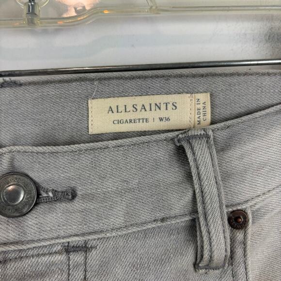 AllSaints Cigarette Jeans Men’s 36x30 Gray Wash Slim Tapered Denim - Picture 4 of 6